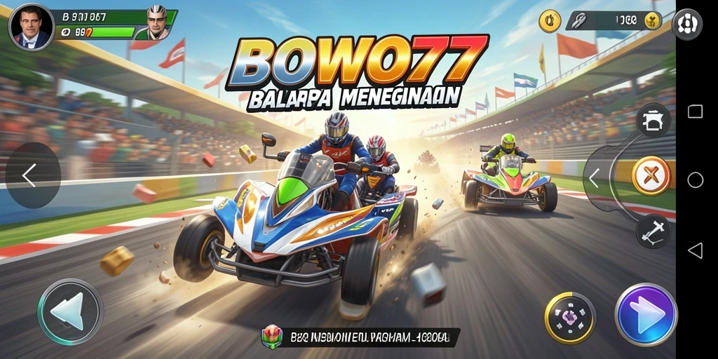 Screenshot BOWO77 menampilkan aksi balapan yang mendebarkan.