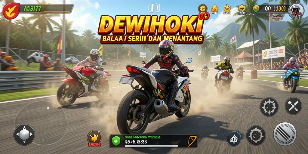 Tampilan gameplay seru dan realistis di DEWIHOKI saat balapan.