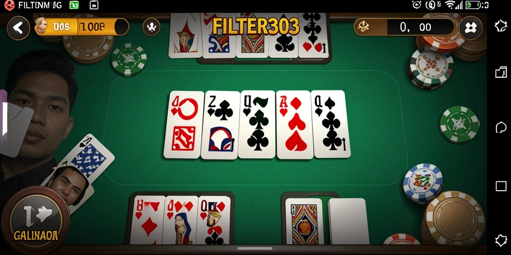 Tampilan gameplay FILTER303 dengan aksi seru permainan Domino.