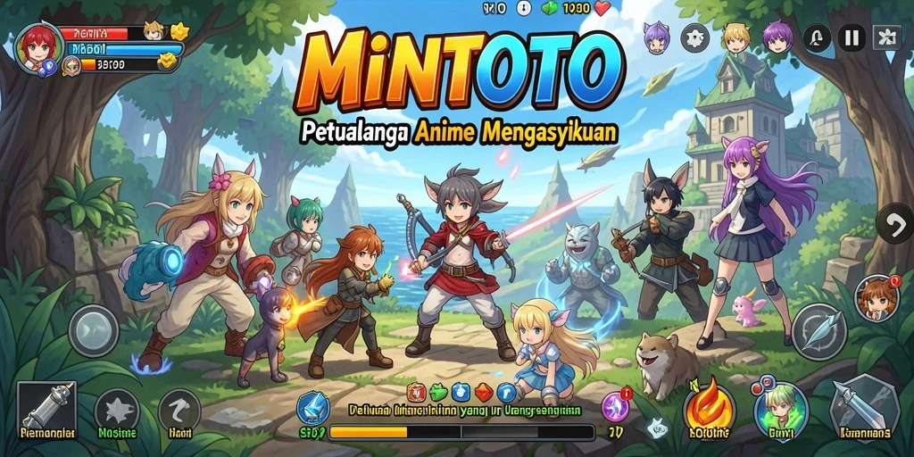 Tampilan gameplay seru dari MINTOTO dengan karakter anime yang menawan.