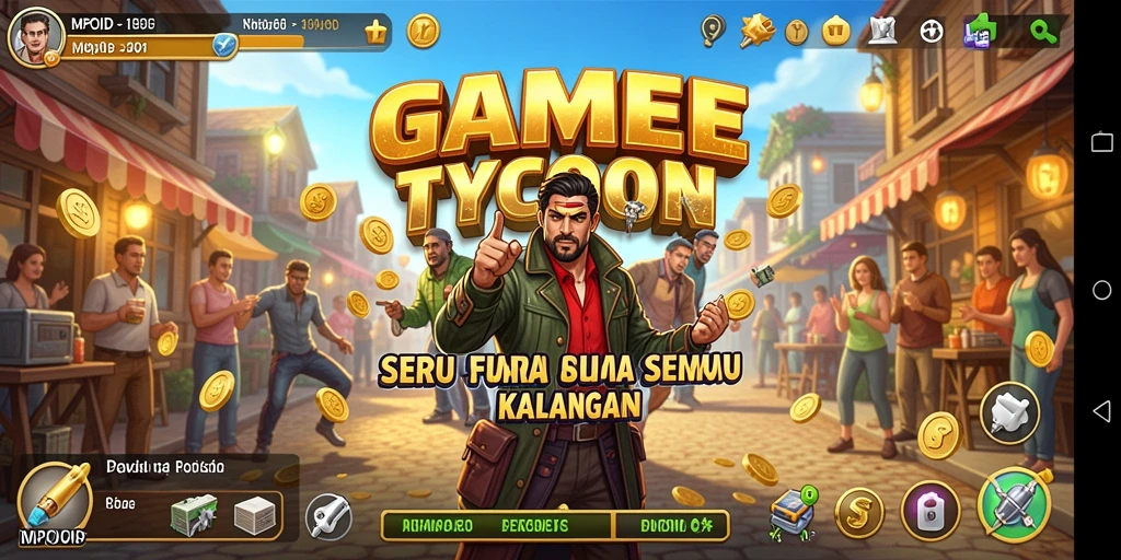 Screenshot gameplay MPOID menampilkan keseruan membangun bisnis Tycoon.