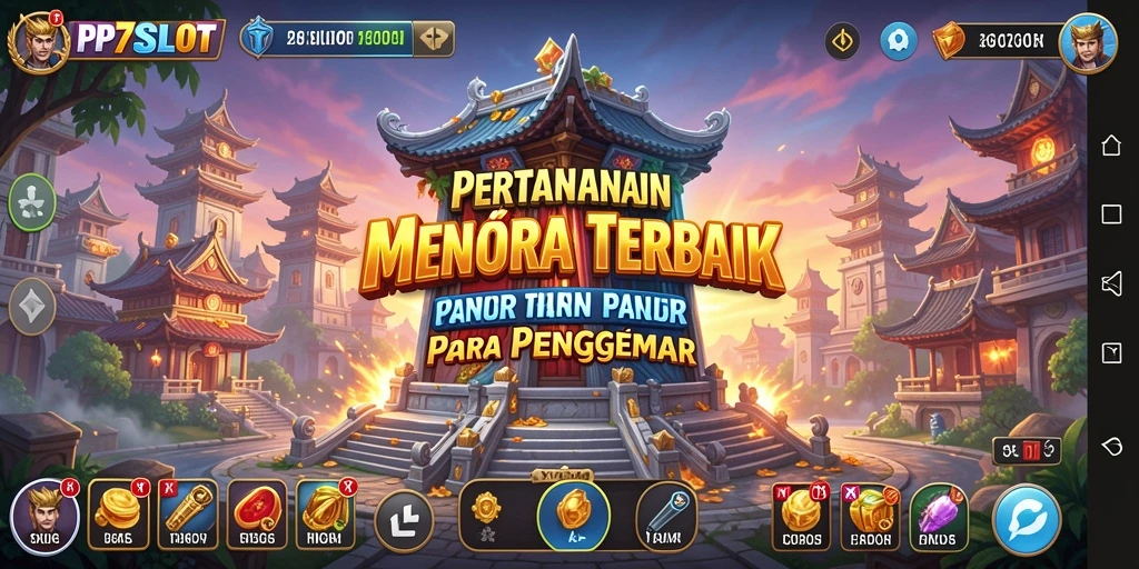 Tangkapan layar menunjukkan gameplay seru dari PP7SLOT yang melibatkan strategi menara.