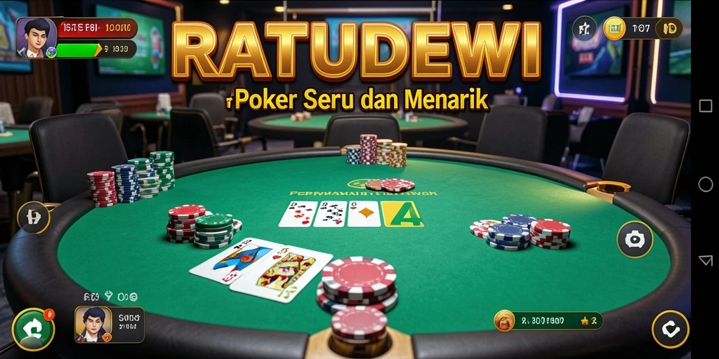Screenshot utama gameplay Poker di RATUDEWI yang seru.
