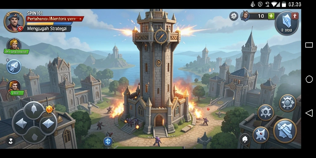 Tampilan gameplay SPIN101 menampilkan strategi menawan dalam Tower Defense.